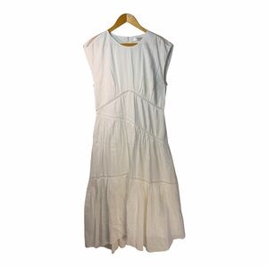 FRAME Lace-Trimmed Linen-Blend Seersucker Midi Dress White L Lace Beachy Bridal